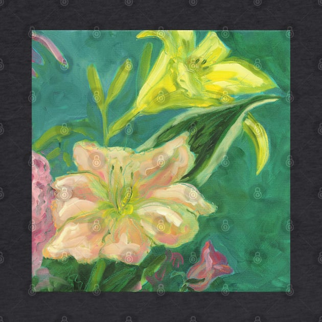 Lilies on Green by HelenDBVickers